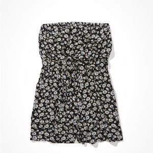 American Eagle Outfitters strapless black/floral romper women’s size medium